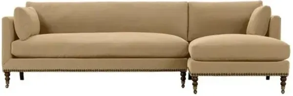 Margot Velvet Sectional Chaise - Brown - Comfortable, Sturdy, Stylish