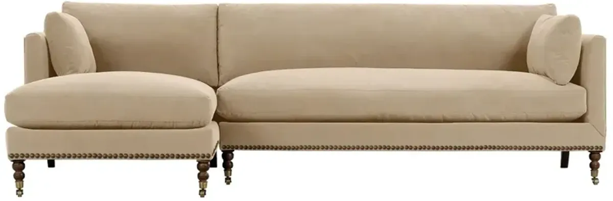 Margot Velvet Sectional Chaise - Brown - Comfortable, Sturdy, Stylish