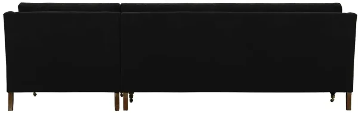 Margot Velvet Sectional Chaise - Black - Comfortable, Sturdy, Stylish