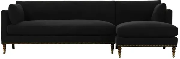 Margot Velvet Sectional Chaise - Black - Comfortable, Sturdy, Stylish