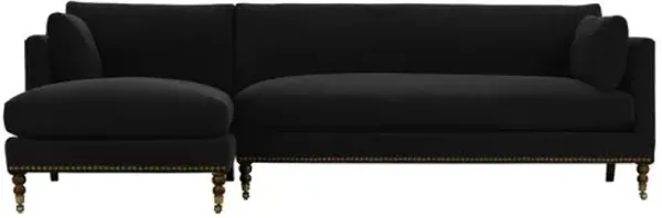 Margot Velvet Sectional Chaise - Black - Comfortable, Sturdy, Stylish