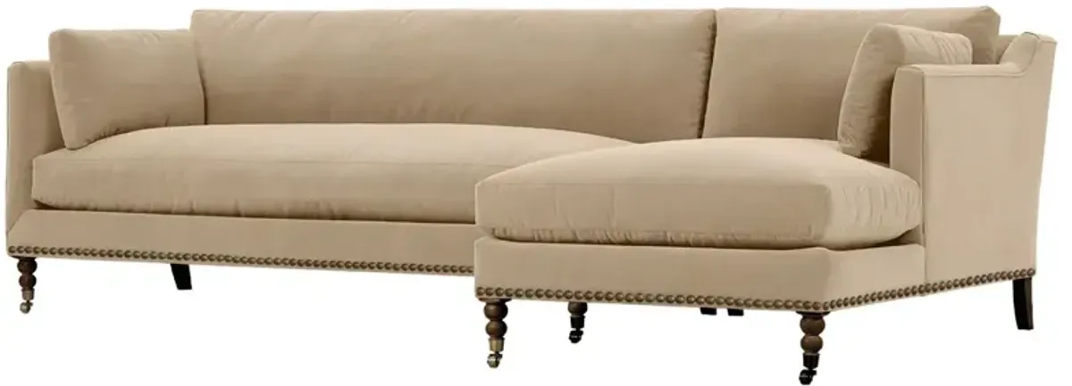 Margot Velvet Sectional Chaise - Brown - Comfortable, Sturdy, Stylish