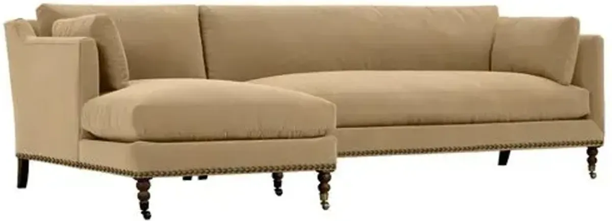 Margot Velvet Sectional Chaise - Brown - Comfortable, Sturdy, Stylish