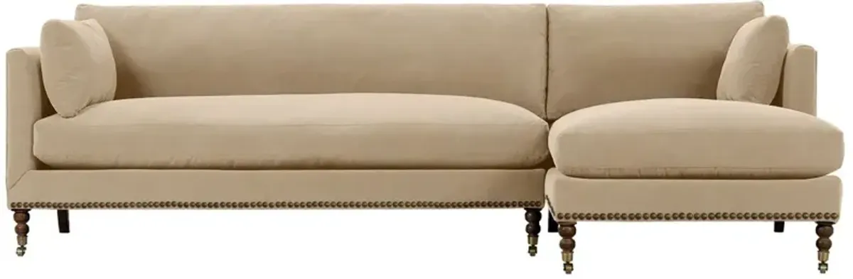 Margot Velvet Sectional Chaise - Brown - Comfortable, Sturdy, Stylish