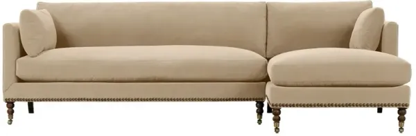 Margot Velvet Sectional Chaise - Brown - Comfortable, Sturdy, Stylish