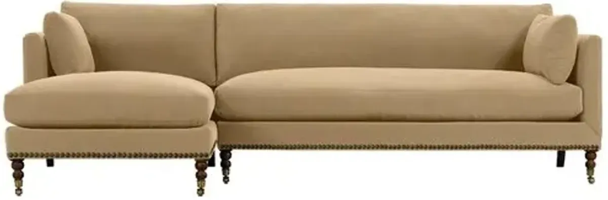 Margot Velvet Sectional Chaise - Brown - Comfortable, Sturdy, Stylish