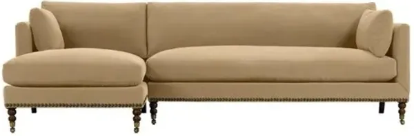 Margot Velvet Sectional Chaise - Brown - Comfortable, Sturdy, Stylish