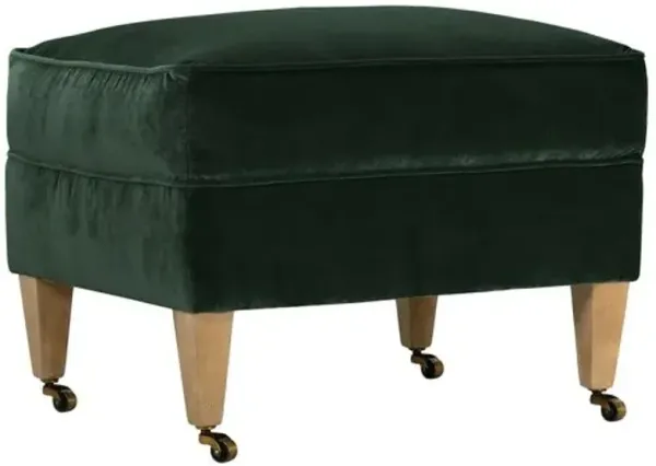 Elodie Velvet Ottoman - Green