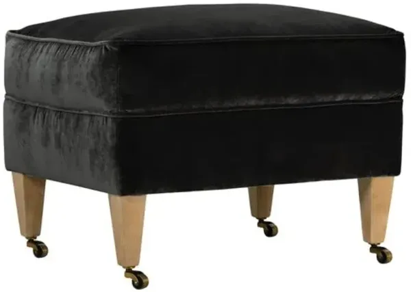 Elodie Velvet Ottoman - Black