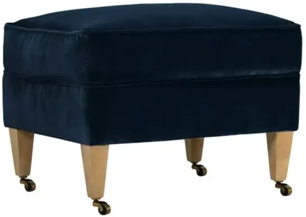 Elodie Velvet Ottoman - Blue