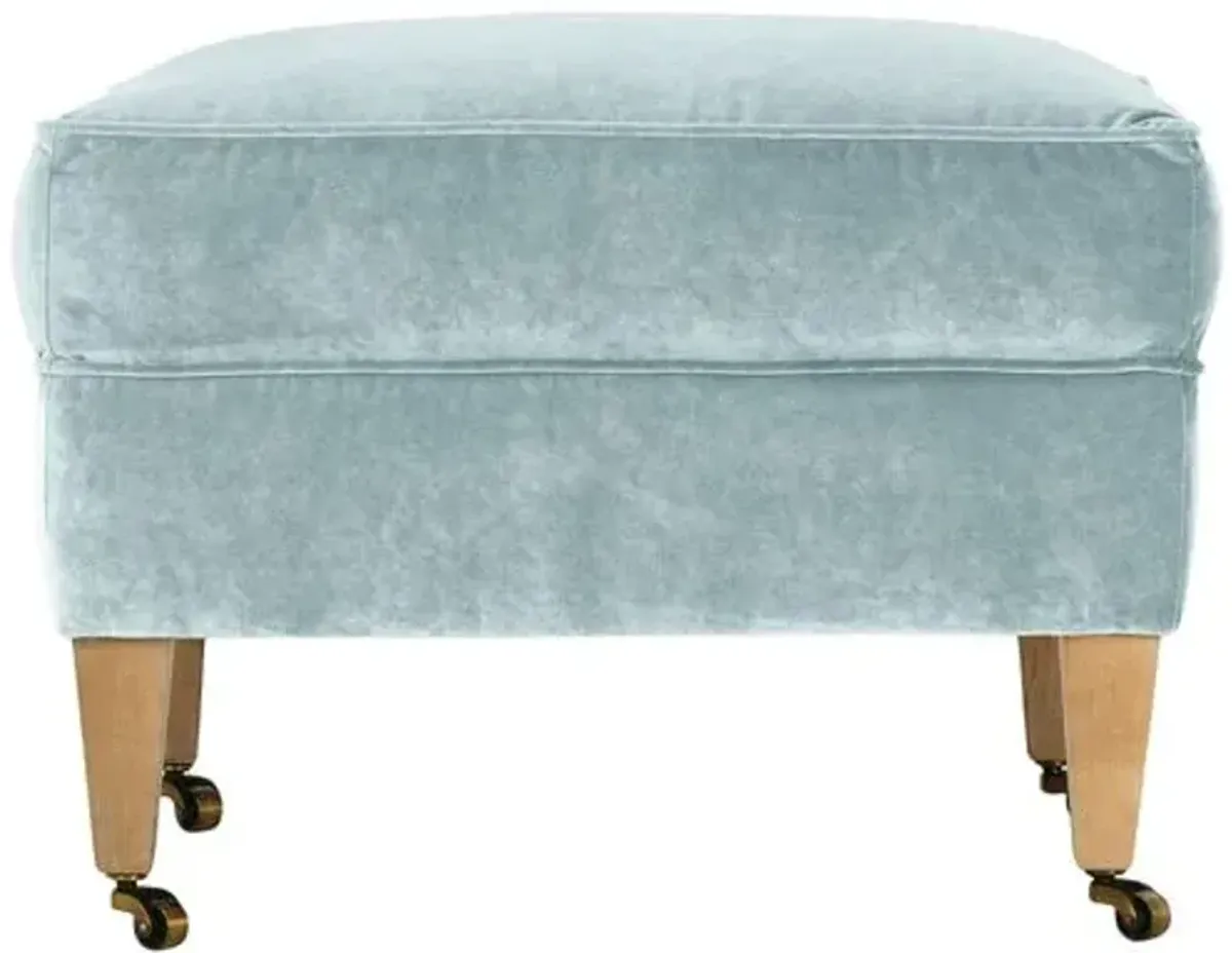 Elodie Velvet Ottoman - Blue