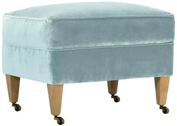 Elodie Velvet Ottoman - Blue