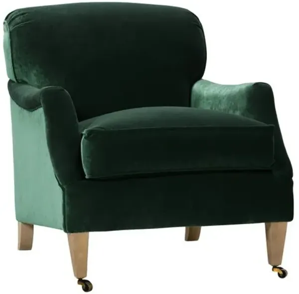 Elodie Velvet Accent Chair - Green, Comfortable, Durable