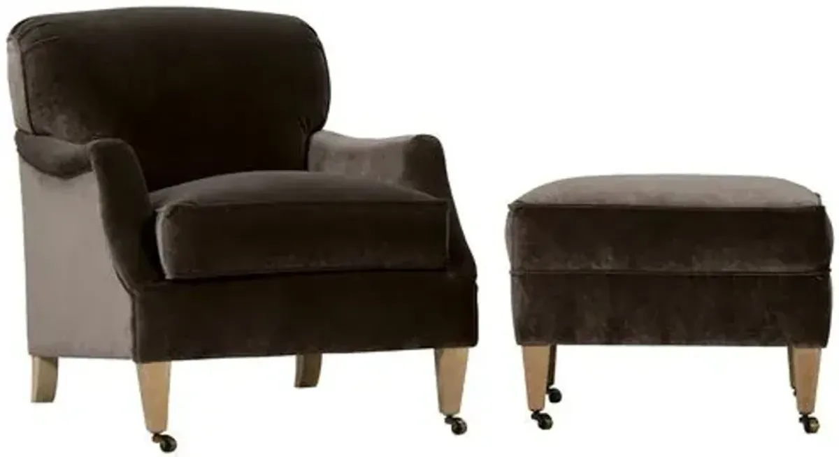 Elodie Velvet Accent Chair - Brown, Comfortable, Durable