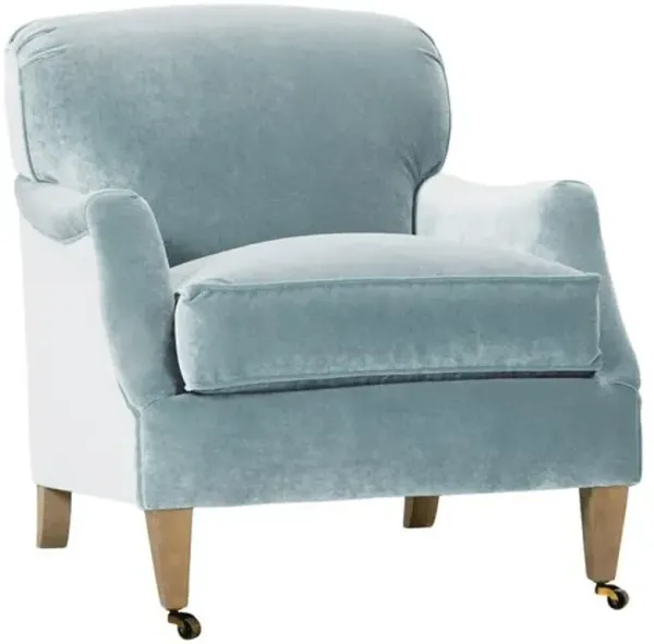 Elodie Velvet Accent Chair - Blue, Comfortable, Durable