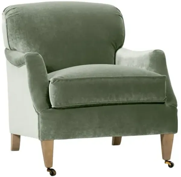 Elodie Velvet Accent Chair - Green, Comfortable, Durable