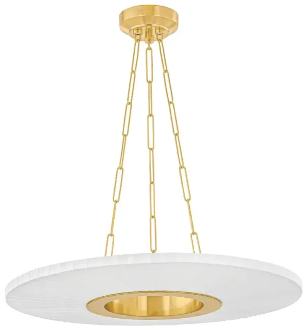 Caliora Chandelier - Aged Brass/White Silk - Gold