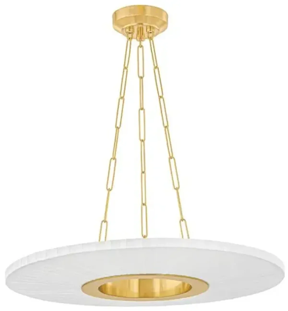 Caliora Chandelier - Aged Brass/White Silk - Gold