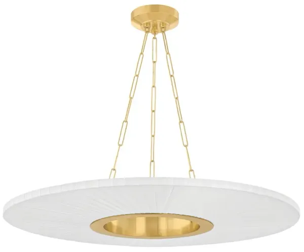 Caliora Chandelier - Aged Brass/White Silk - Gold