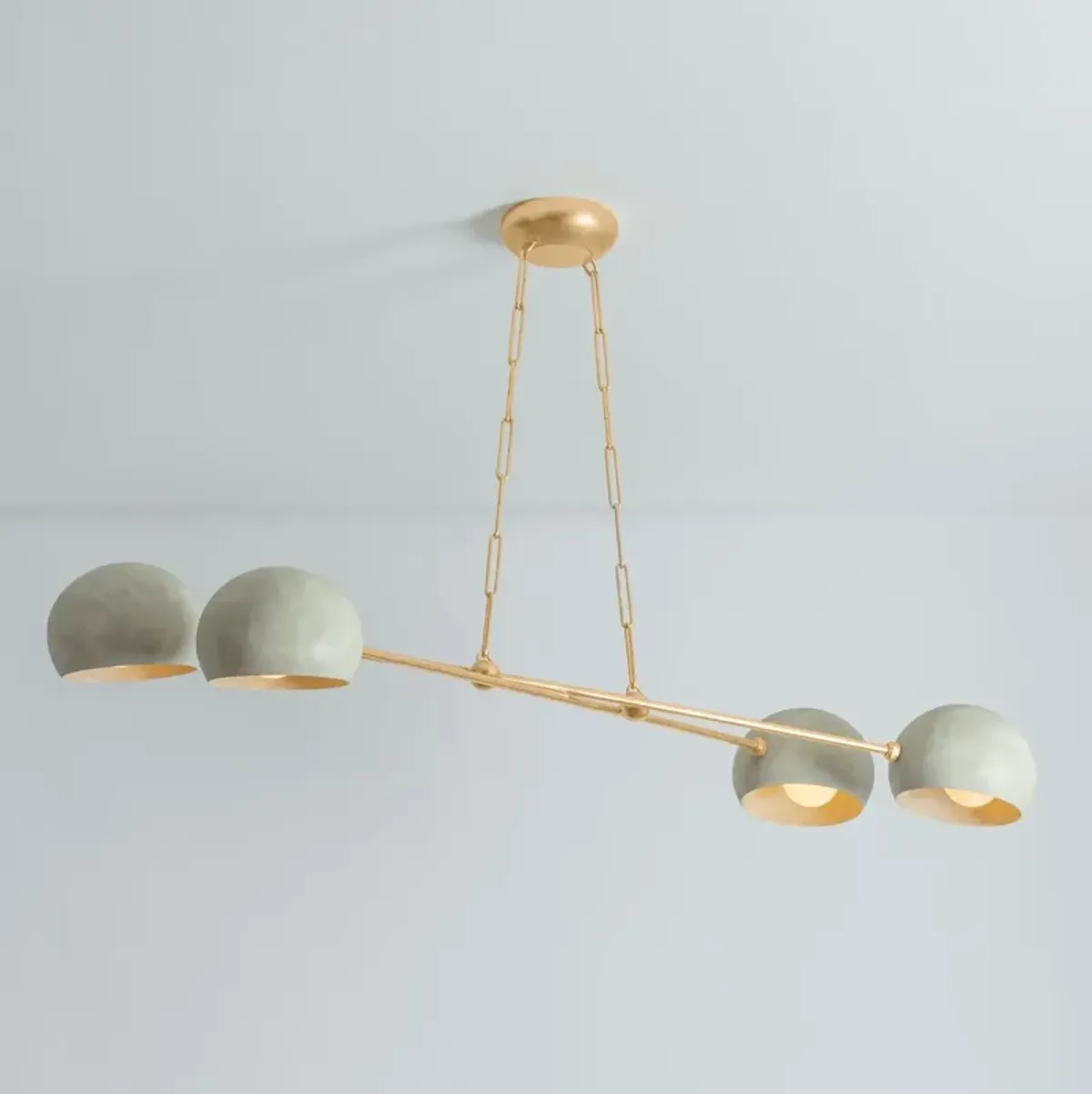 Cirelda 4-Light Linear Chandelier - Vintage Gold Leaf/Limewash Plaster