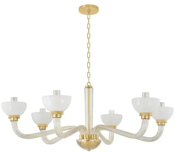 Malric Chandelier - Aged Brass/Cloud Glass - Gold