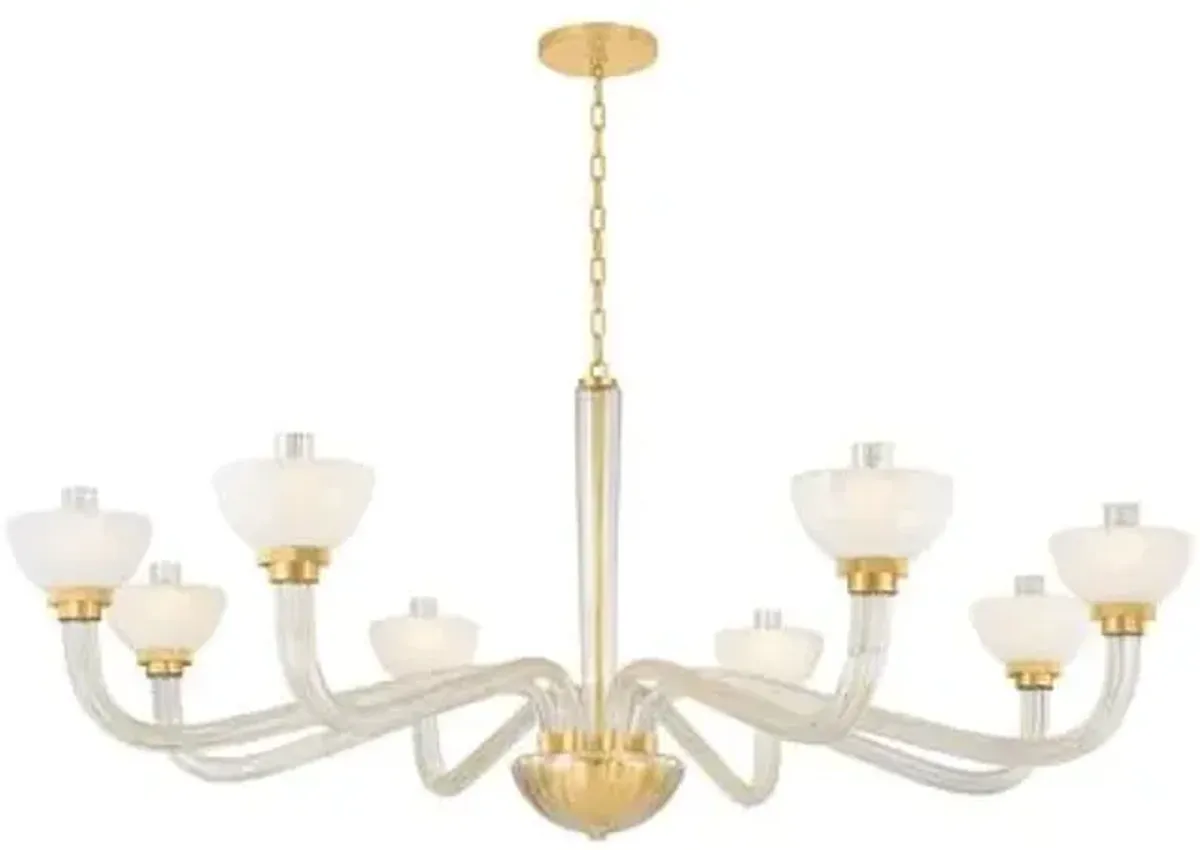 Malric Chandelier - Aged Brass/Cloud Glass - Gold