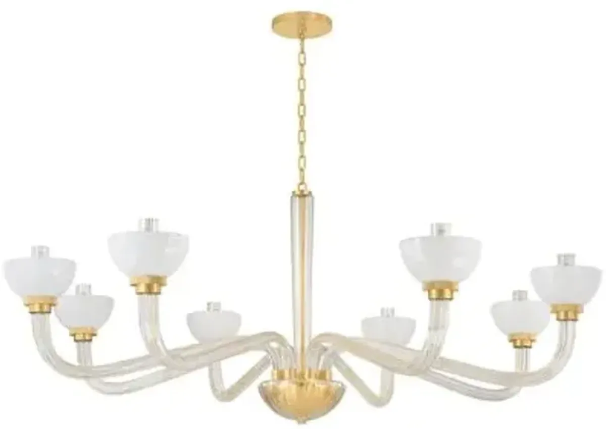 Malric Chandelier - Aged Brass/Cloud Glass - Gold