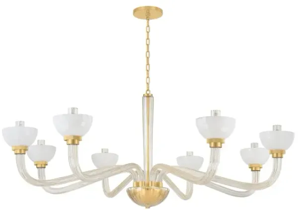 Malric Chandelier - Aged Brass/Cloud Glass - Gold