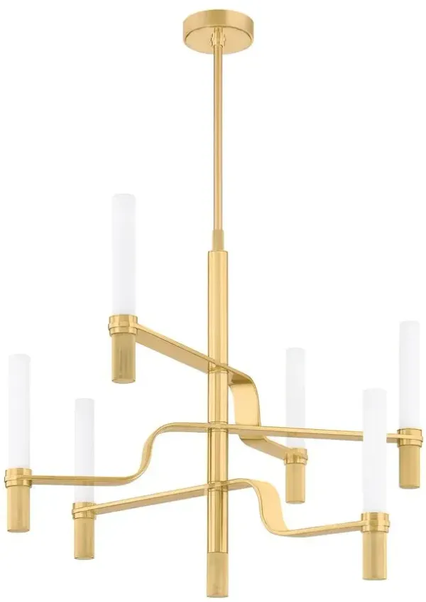 Liorah Chandelier - Aged Brass/Matte Cloud Glass - Gold