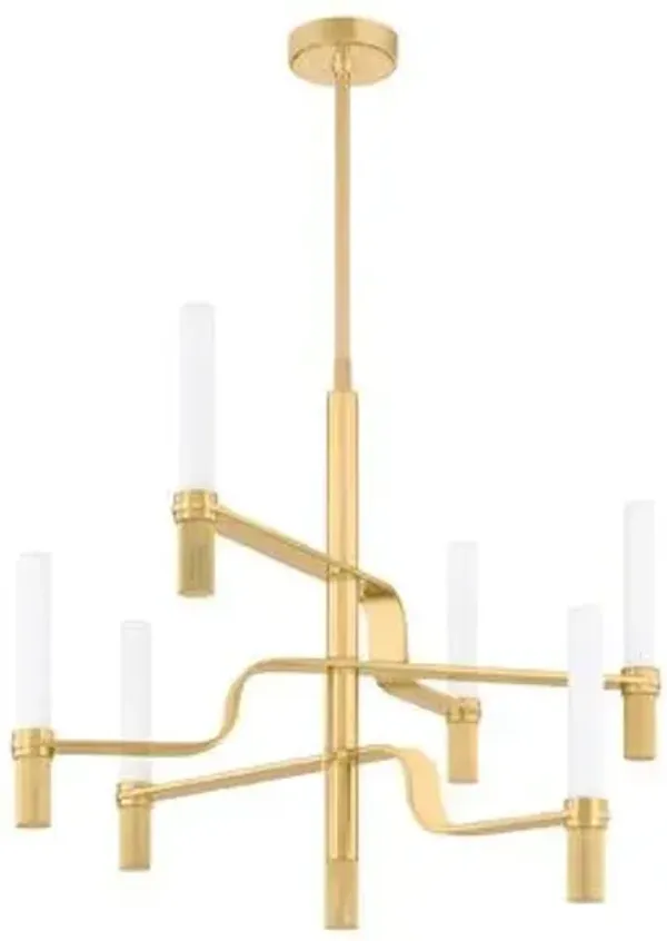 Liorah Chandelier - Aged Brass/Matte Cloud Glass - Gold