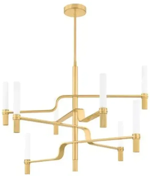Liorah Chandelier - Aged Brass/Matte Cloud Glass - Gold