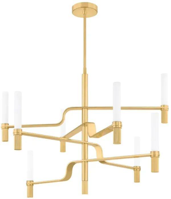 Liorah Chandelier - Aged Brass/Matte Cloud Glass - Gold