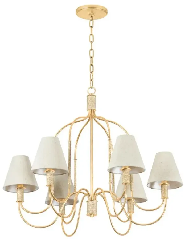 Olessa Chandelier - Vintage Gold Leaf/Natural Linen