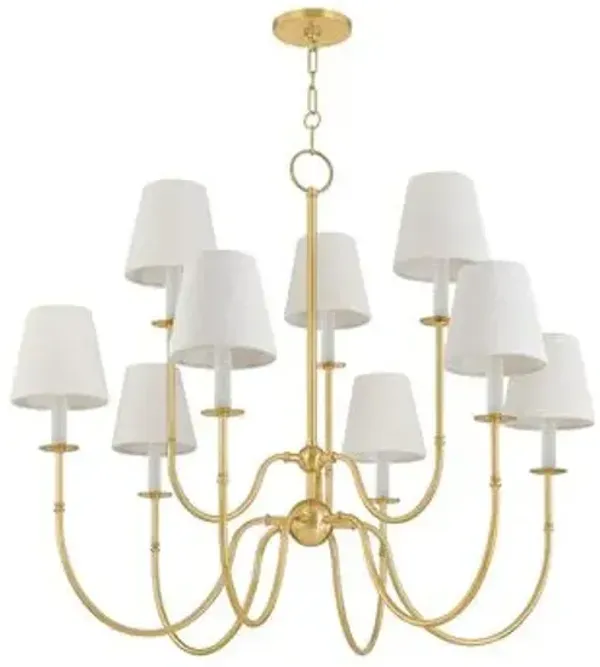 Ariselle Chandelier - Aged Brass/Textured Linen - Gold