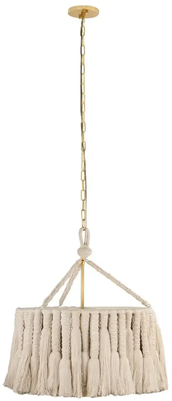Zaylen Tassel Chandelier, Aged Brass/Cotton String