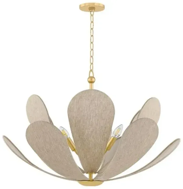 Malen Petal Chandelier - Aged Brass/Natural Linen - Multi