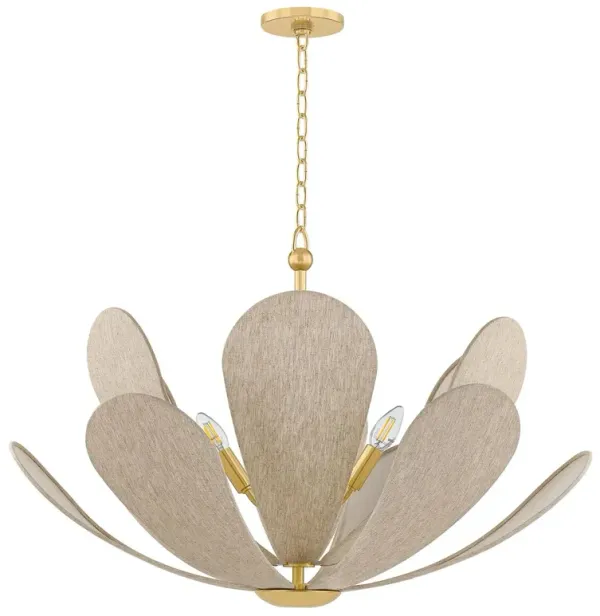 Malen Petal Chandelier - Aged Brass/Natural Linen - Multi