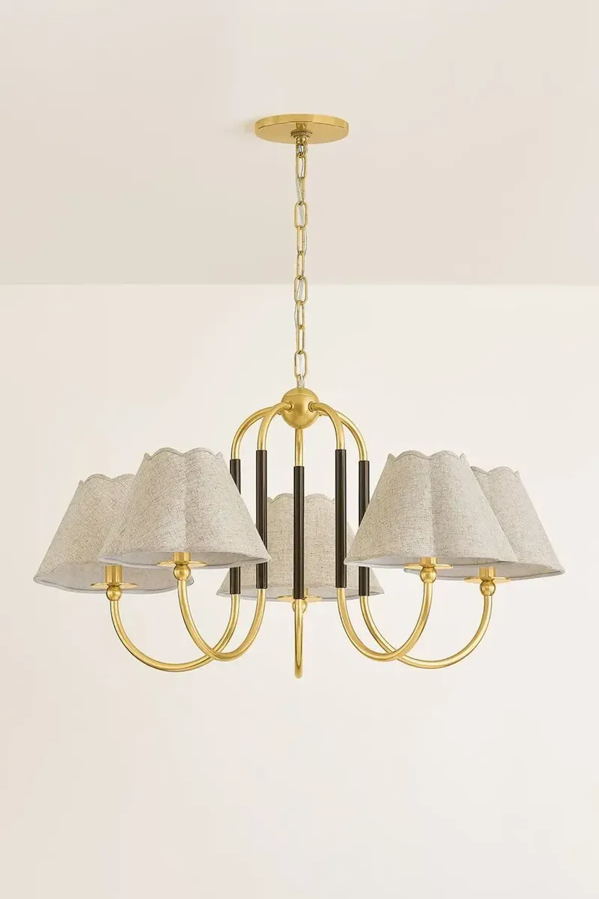 Janie 5-Light Chandelier - Aged Brass/True Bronze/Natural Linen - Mandy Cheng for Mitzi - Multi