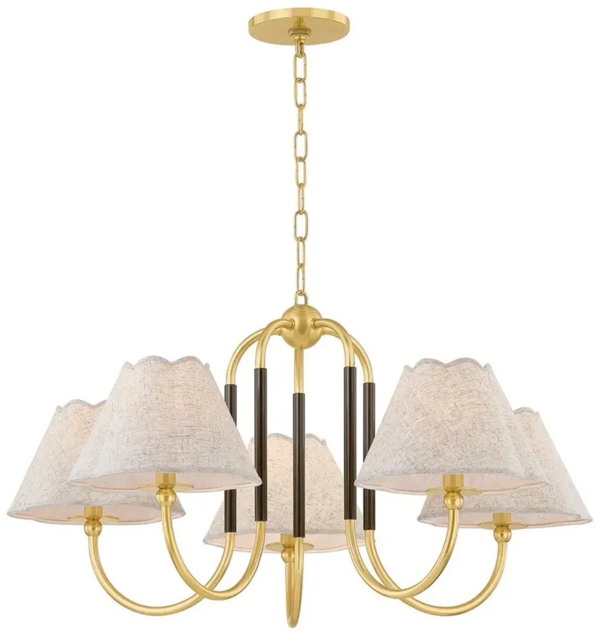 Janie 5-Light Chandelier - Aged Brass/True Bronze/Natural Linen - Mandy Cheng for Mitzi - Multi