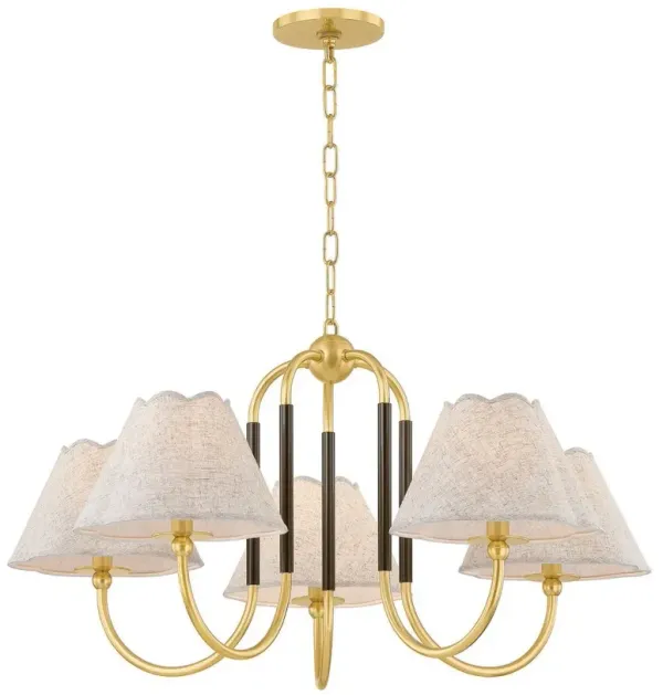 Janie 5-Light Chandelier - Aged Brass/True Bronze/Natural Linen - Mandy Cheng for Mitzi - Multi