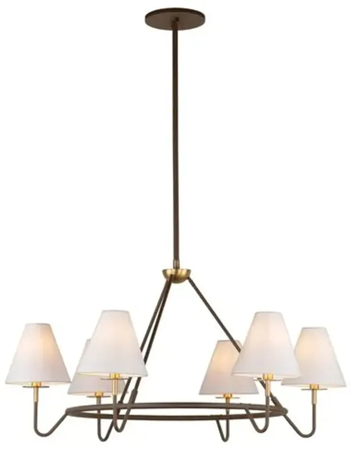 Zareia Chandelier - Aged Brass/Bronze/White Linen - Multi