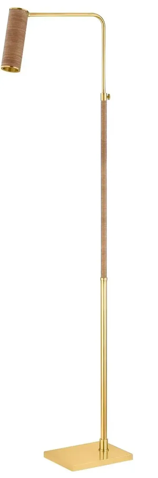 Jalenne Floor Lamp - Aged Brass/Natural Rattan