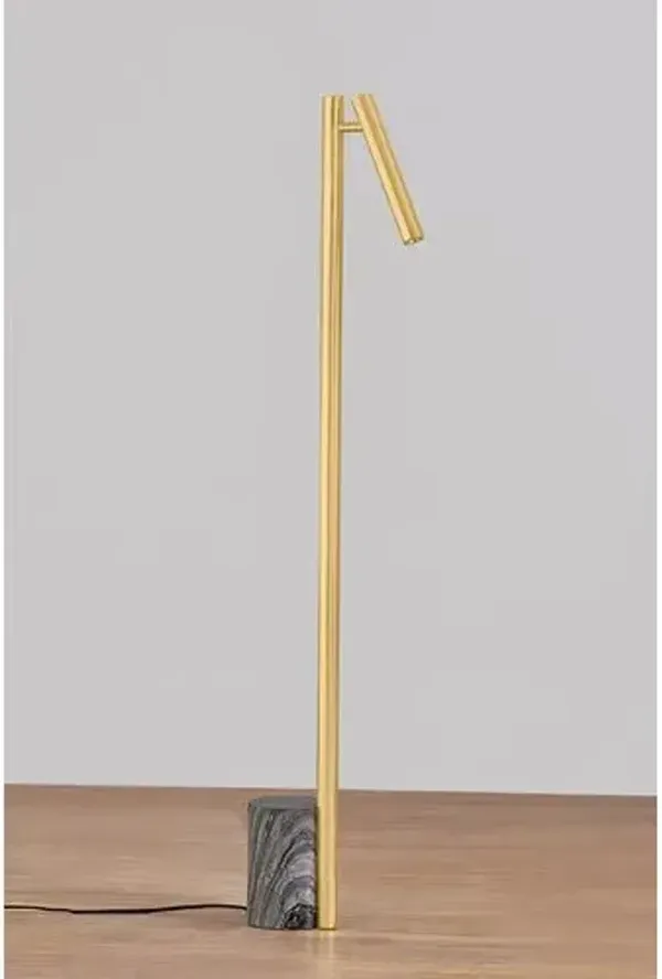Olan Floor Lamp - Aged Brass/Black Marble