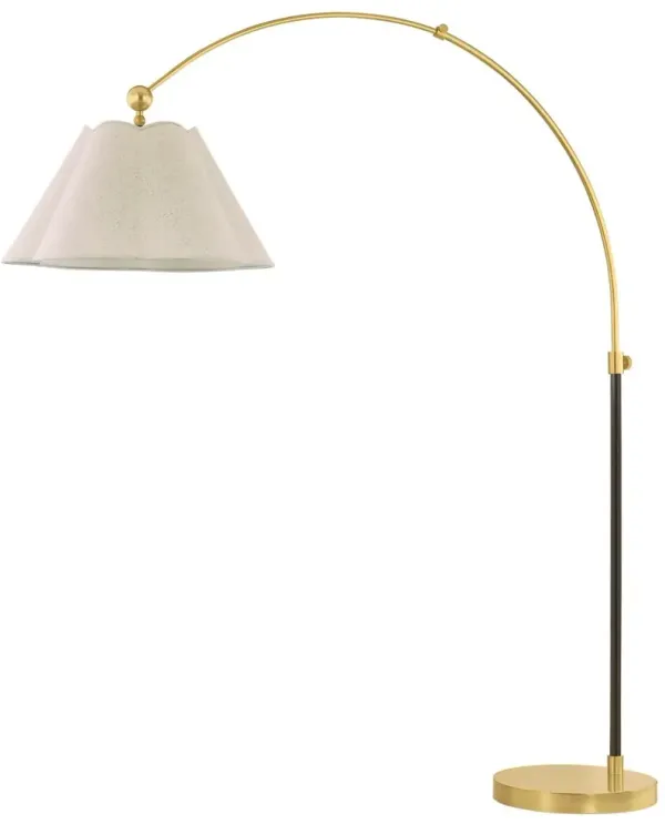 Janie Arc Floor Lamp - Aged Brass/True Bronze/Natural Linen - Mandy Cheng for Mitzi
