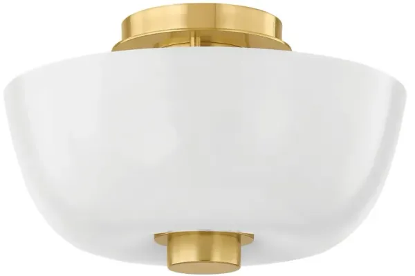 Renric Flush Mount - Aged Brass/Cloud Glass - Clear