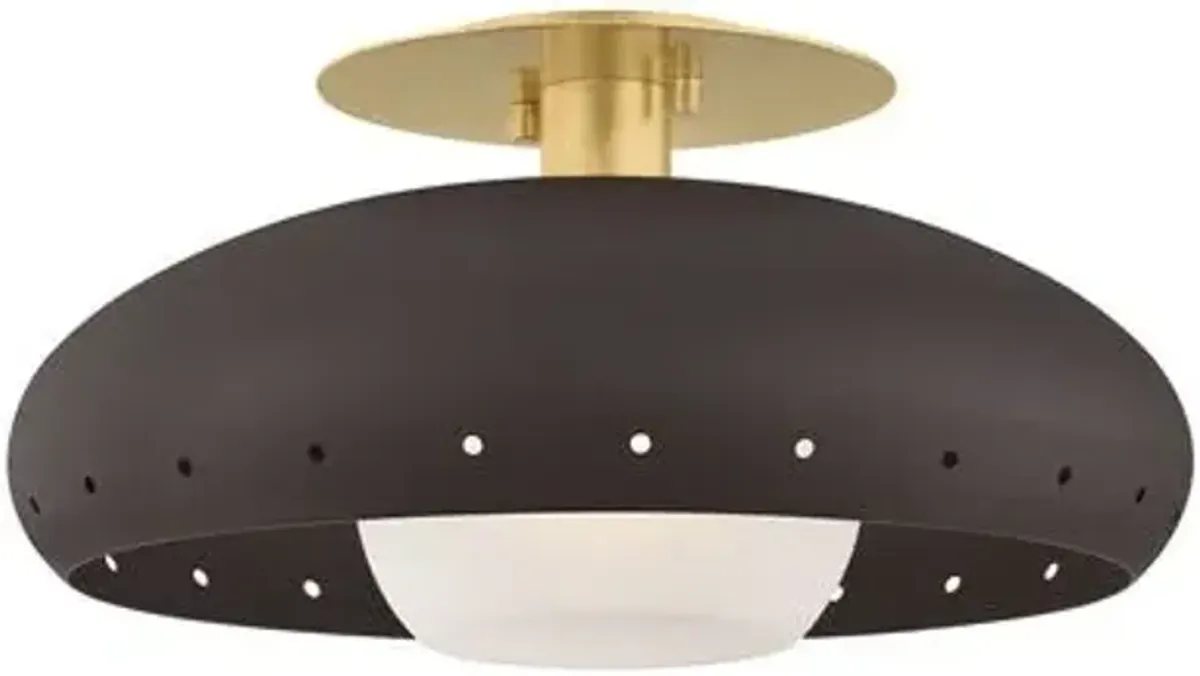Perrinelle Flush Mount - Aged Brass/Textured Bronze with Highlight - Brown