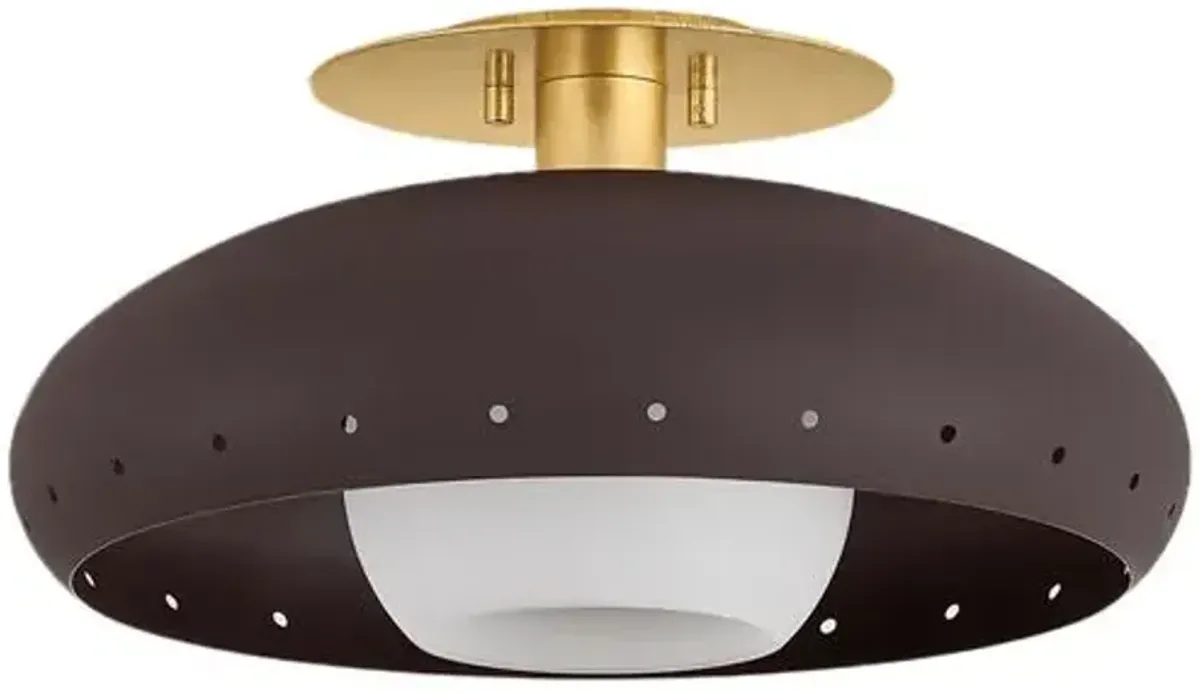 Perrinelle Flush Mount - Aged Brass/Textured Bronze with Highlight - Brown
