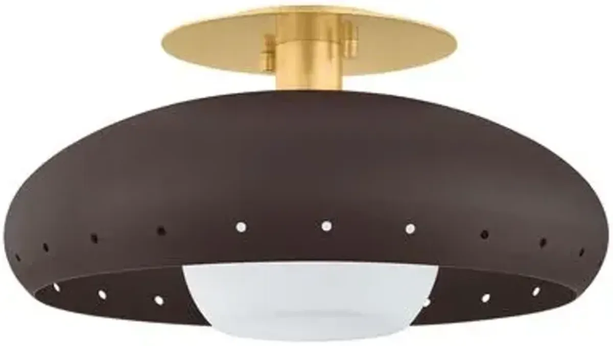 Perrinelle Flush Mount - Aged Brass/Textured Bronze with Highlight - Brown