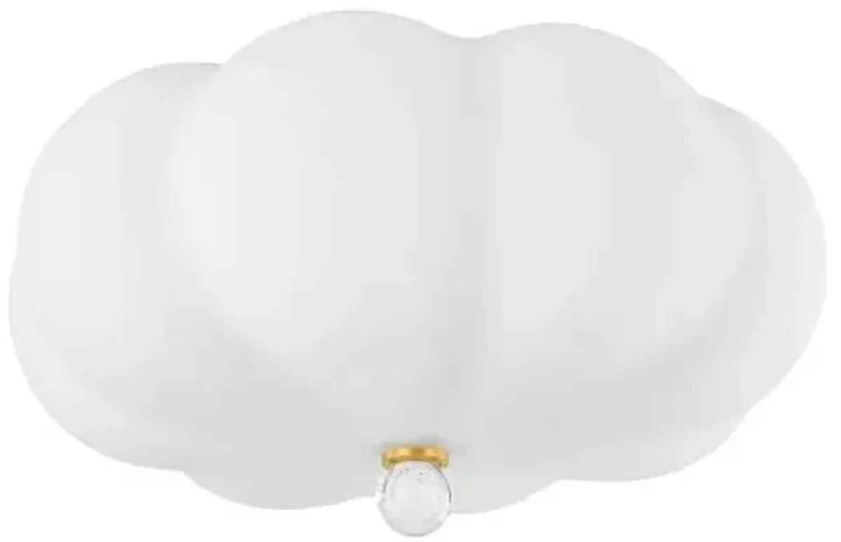 Demille Flush Mount - Aged Brass/Etched Matte White Glass - Mandy Cheng for Mitzi - Gold