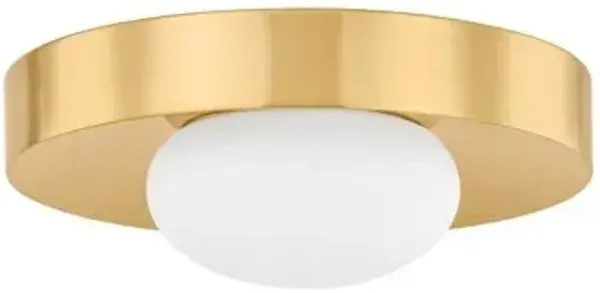 Sovra Flush Mount - Aged Brass/Opal Matte - Gold